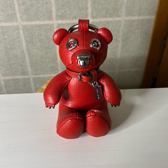 Coach 4”h Red Bear Bag Charm Keychain - Picture 1 of 4